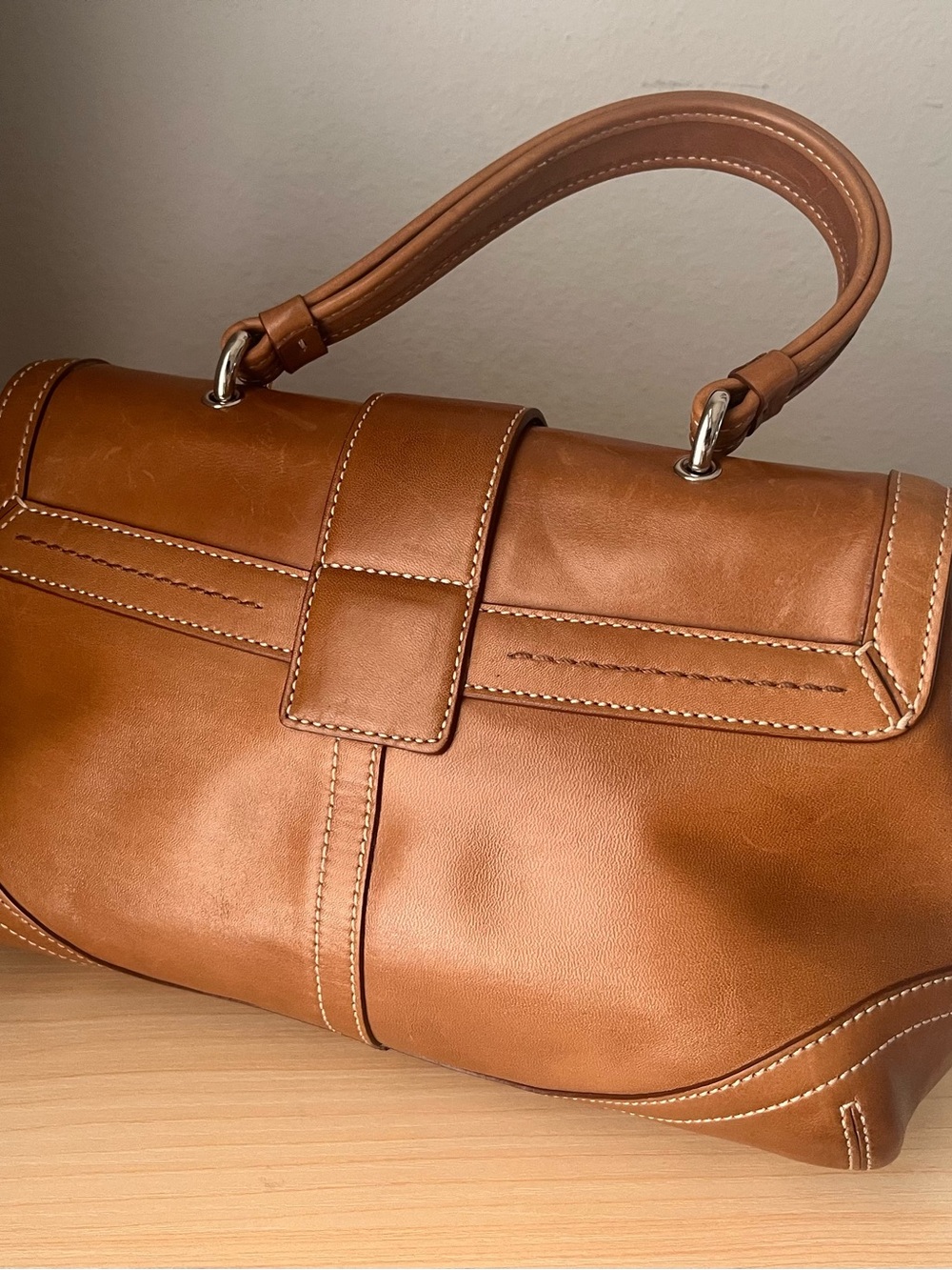 Vintage Coach Leather Soho Rare Tan Top Handle Hand Bag Purse - Picture 4 of 14